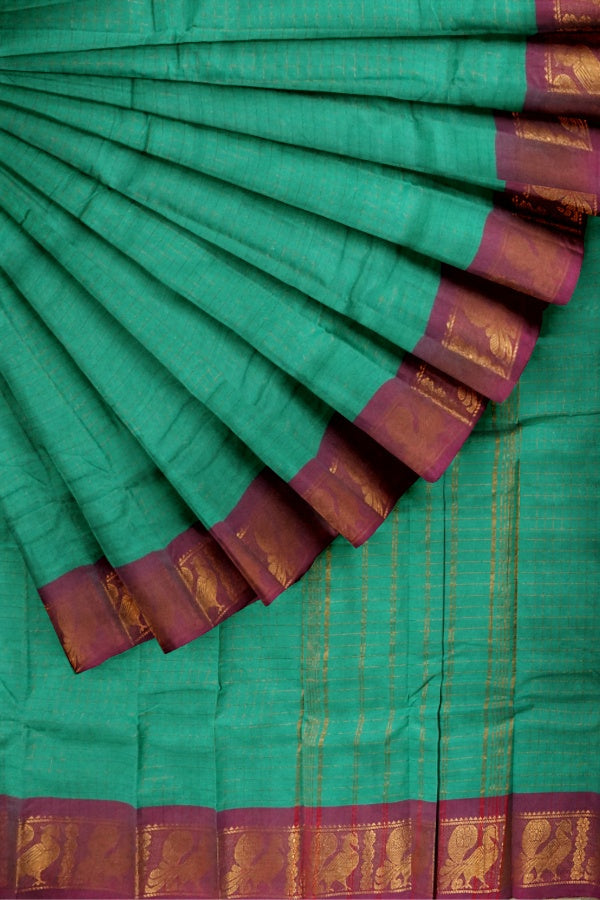 Green Cotton Sungudi Checks Saree