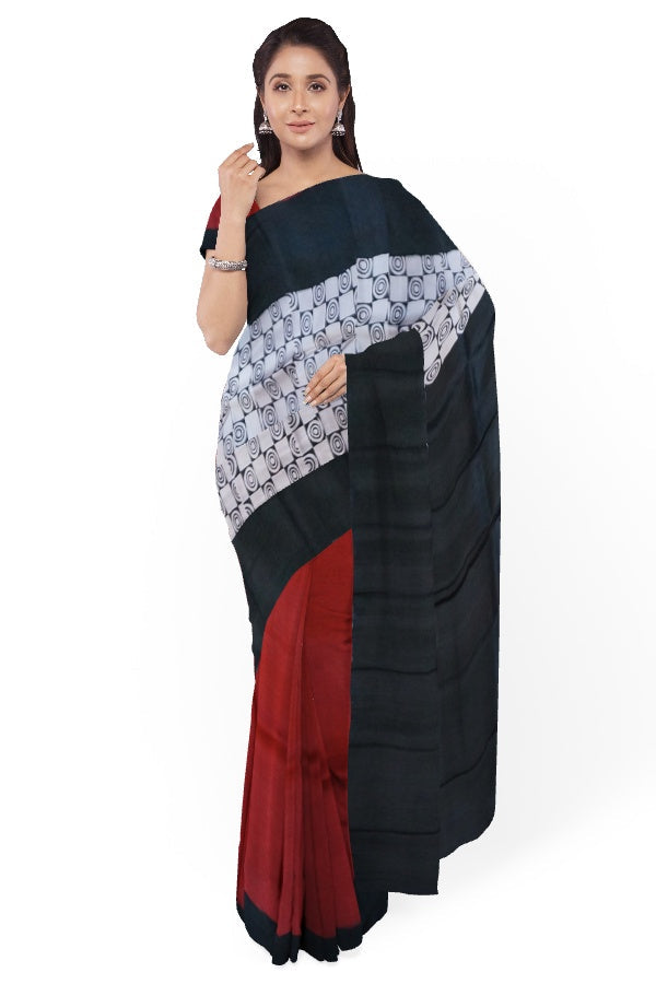 Red Pure Mulberry Silk Printed Saree