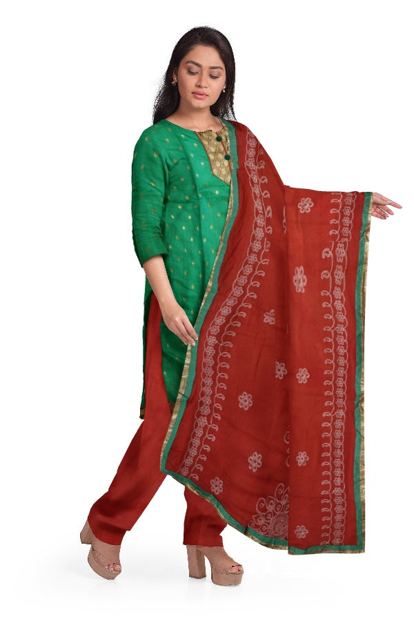 Green and Pink Salwar Suit Fabric