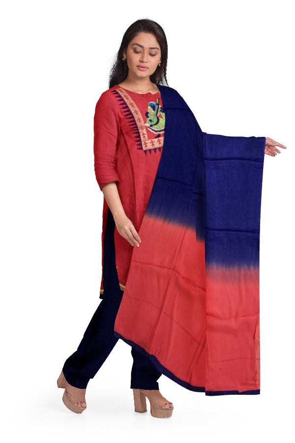 Red and Blue Salwar Suit Fabric